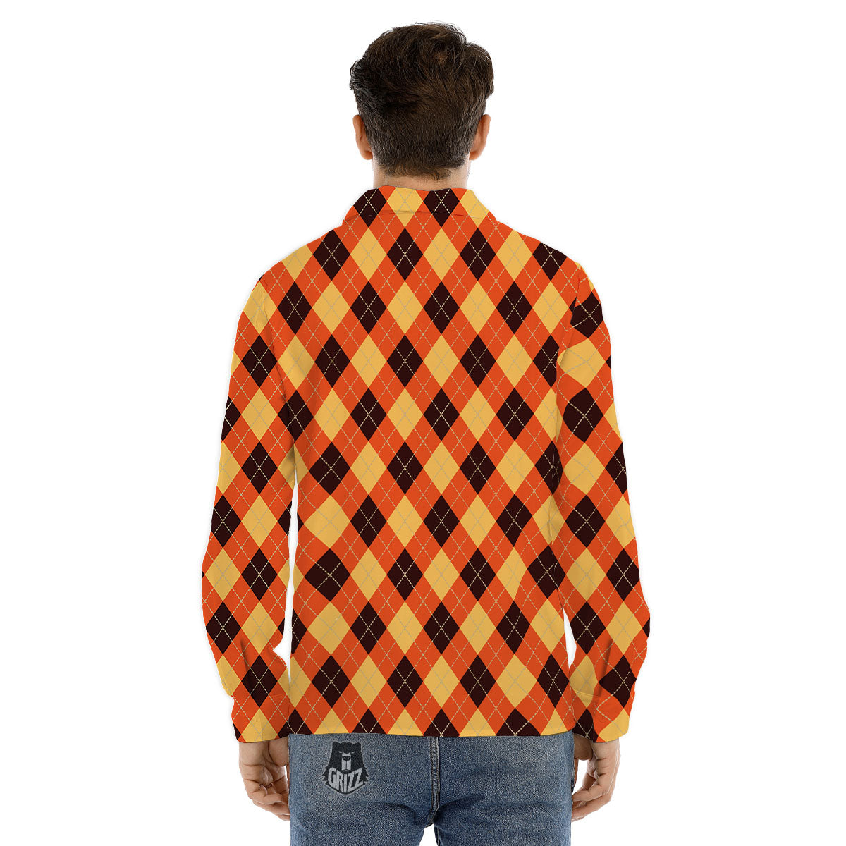 Party Argyle Halloween Print Pattern Men's Dress Shirts-grizzshop