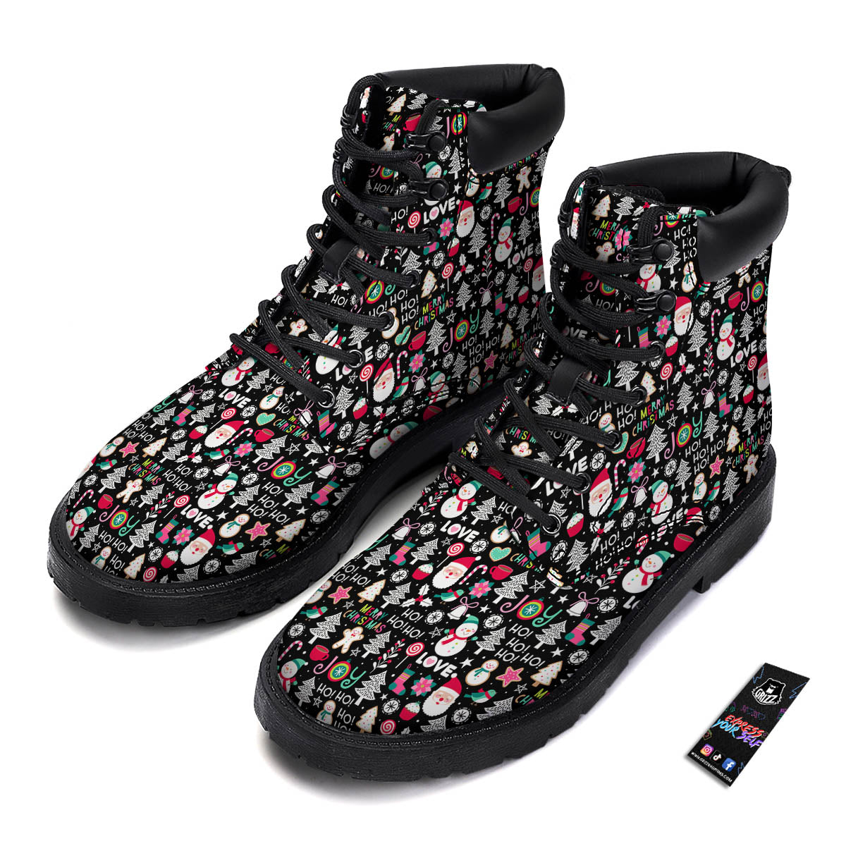 Party Elements Christmas Print Pattern Boots-grizzshop