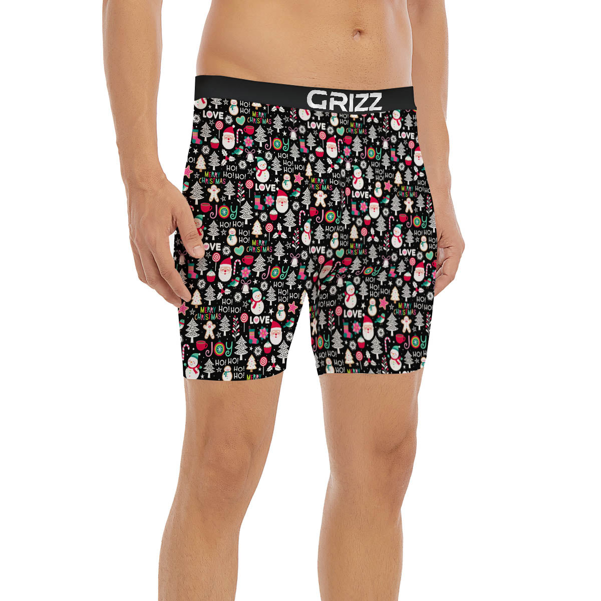 Party Elements Christmas Print Pattern Boxer Briefs-grizzshop