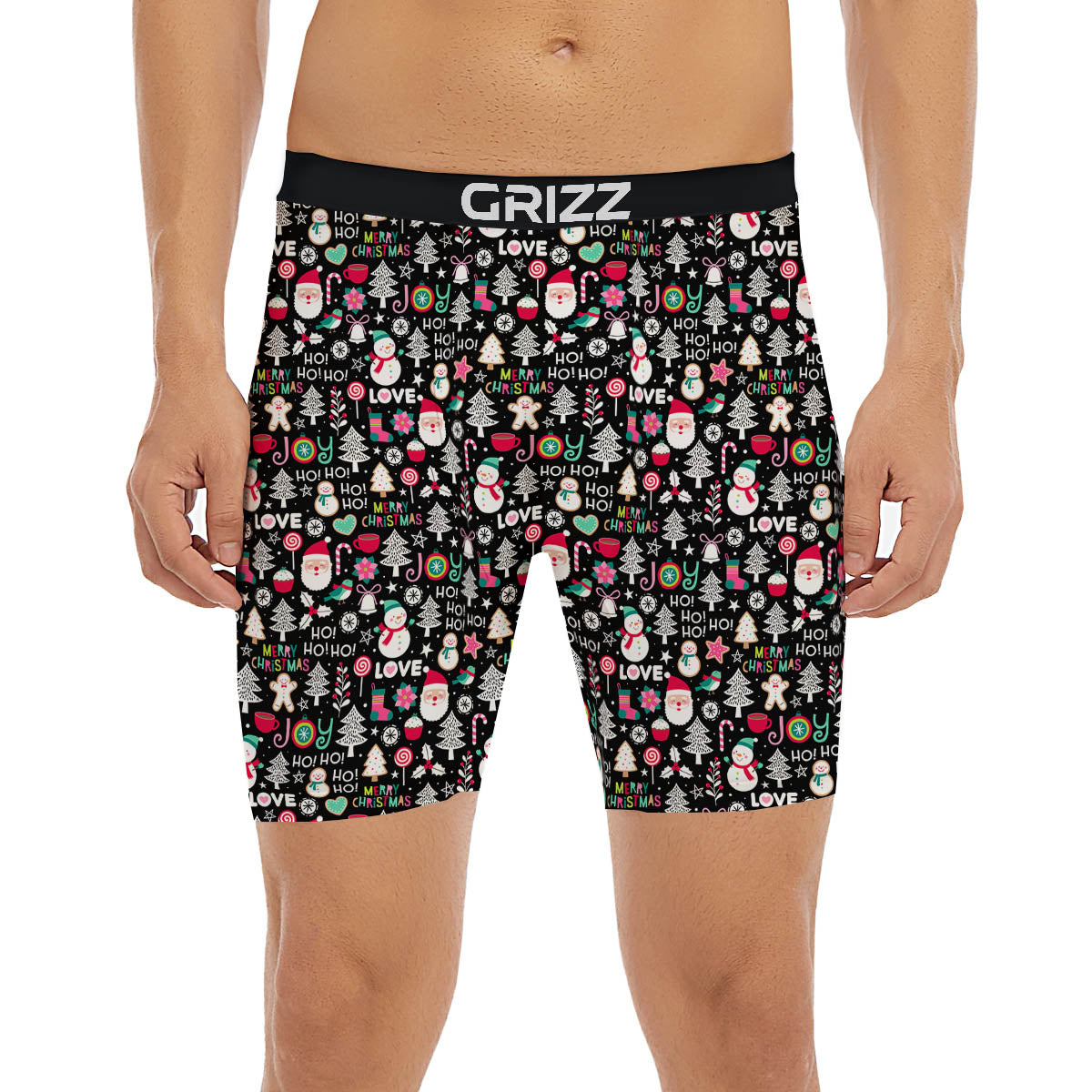 Party Elements Christmas Print Pattern Boxer Briefs-grizzshop