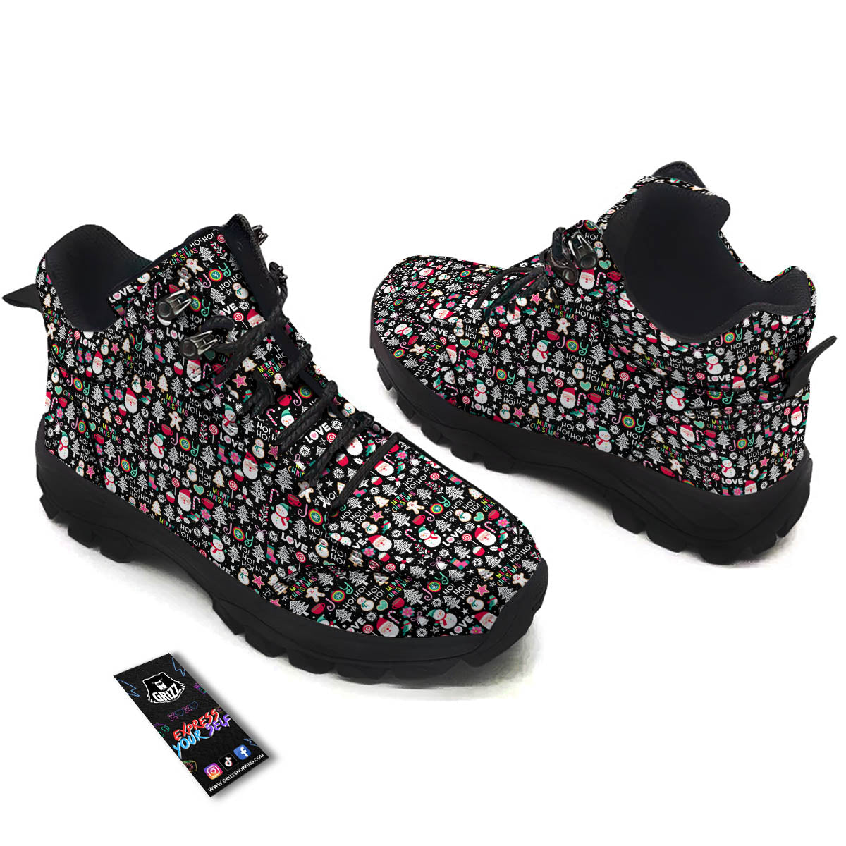 Party Elements Christmas Print Pattern Hiking Shoes-grizzshop