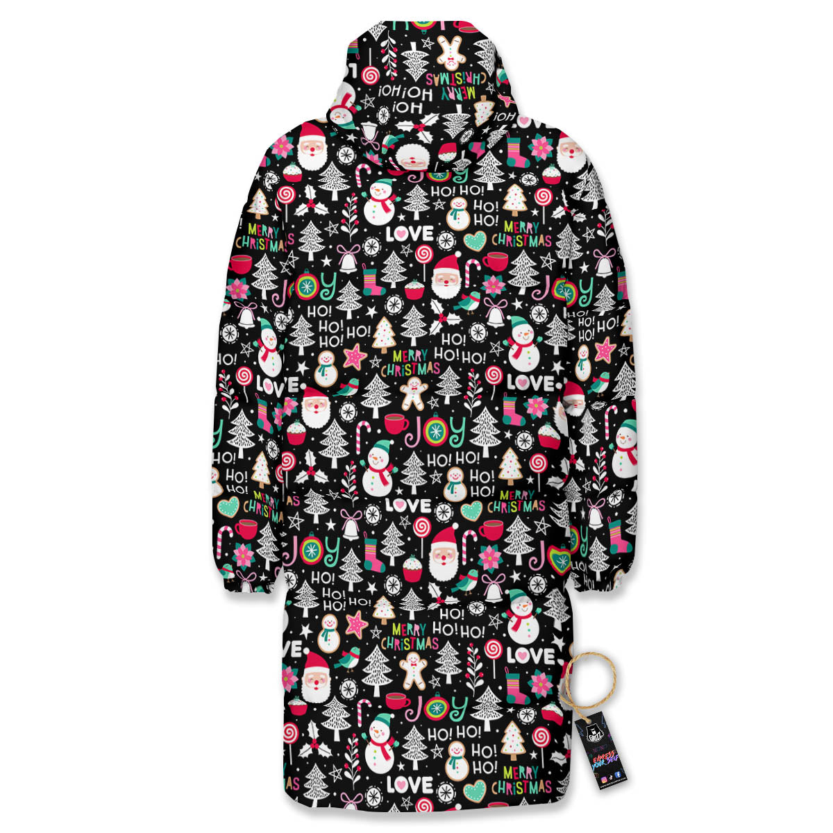 Party Elements Christmas Print Pattern Long Down Jacket-grizzshop