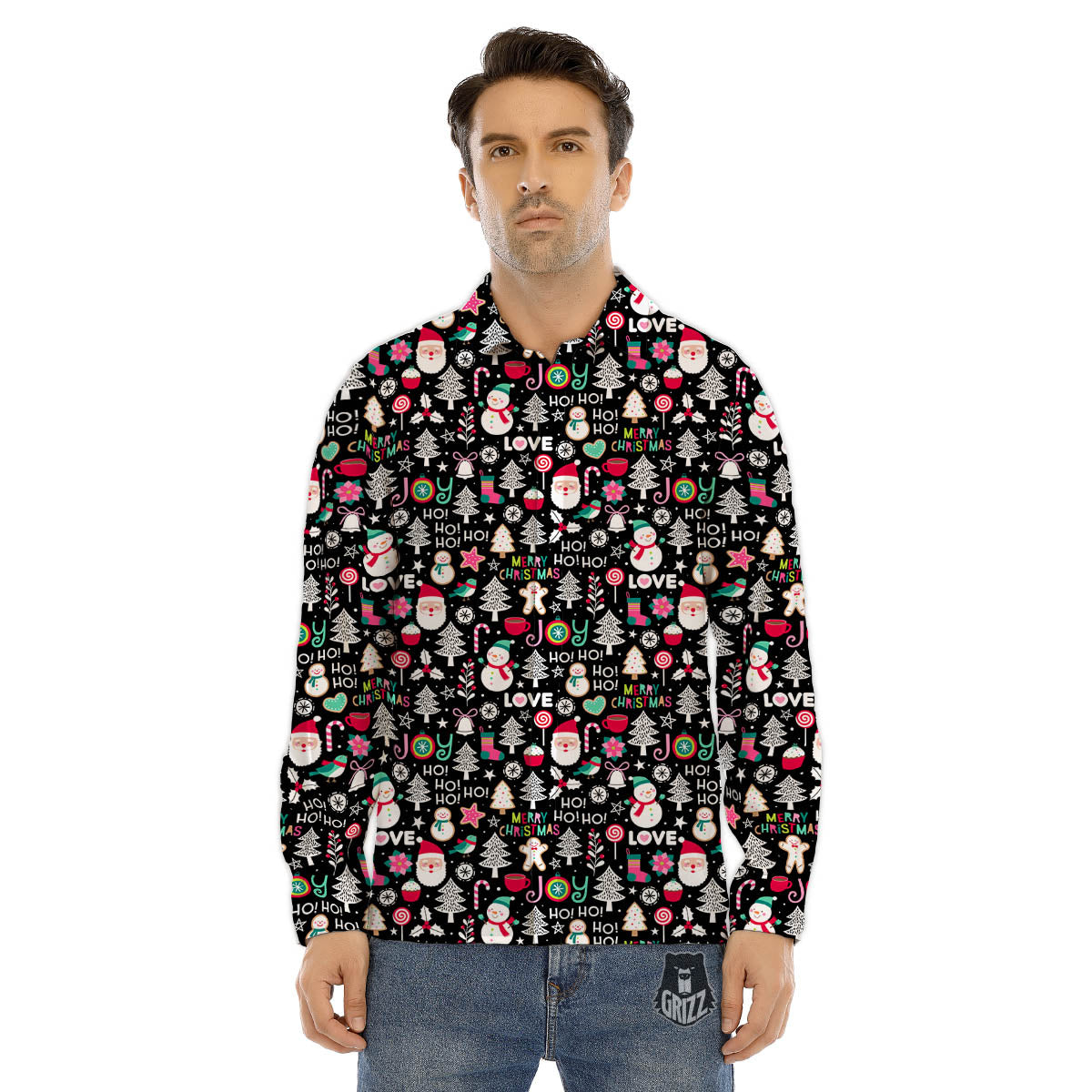 Party Elements Christmas Print Pattern Men's Dress Shirts-grizzshop