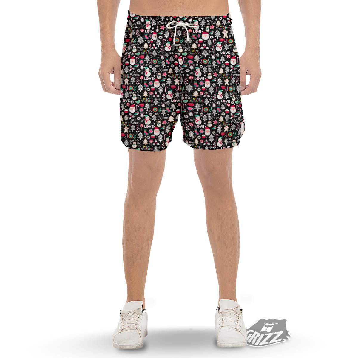 Party Elements Christmas Print Pattern Men's Gym Shorts-grizzshop