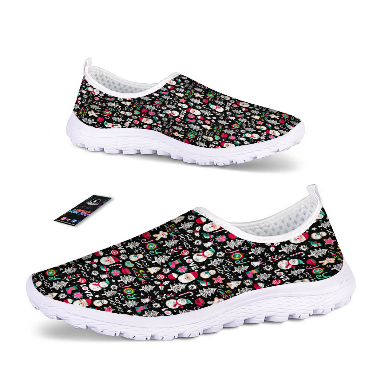 Party Elements Christmas Print Pattern Nurse Shoes-grizzshop
