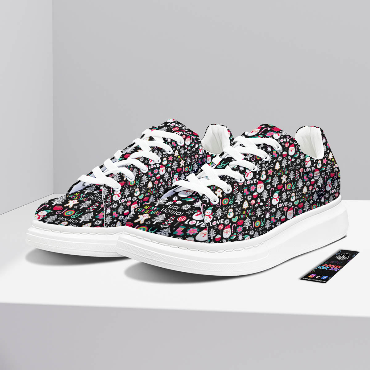Party Elements Christmas Print Pattern Platform Shoes-grizzshop