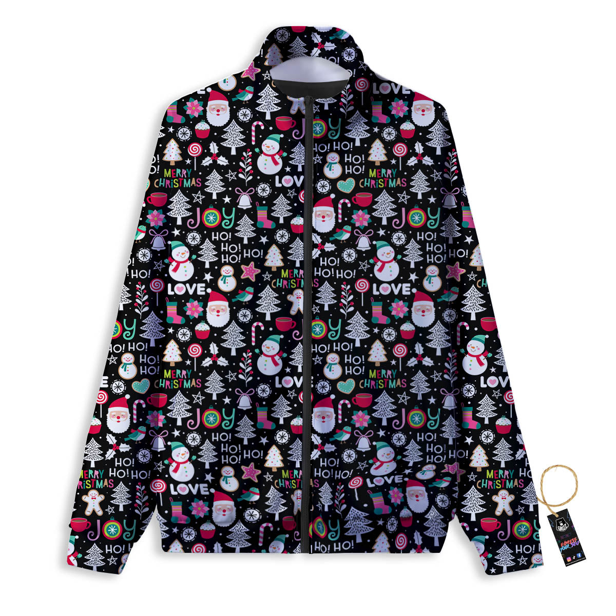 Party Elements Christmas Print Pattern Track Jacket-grizzshop