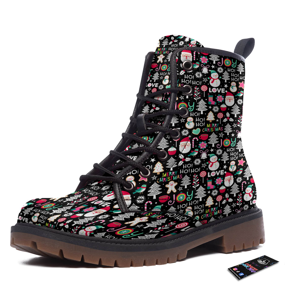 Party Elements Christmas Print Pattern Work Boots-grizzshop