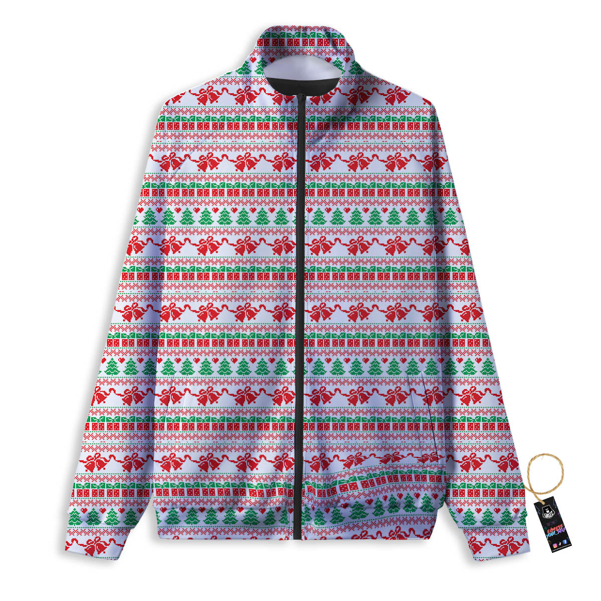 Party Knitted Christmas Print Pattern Track Jacket-grizzshop