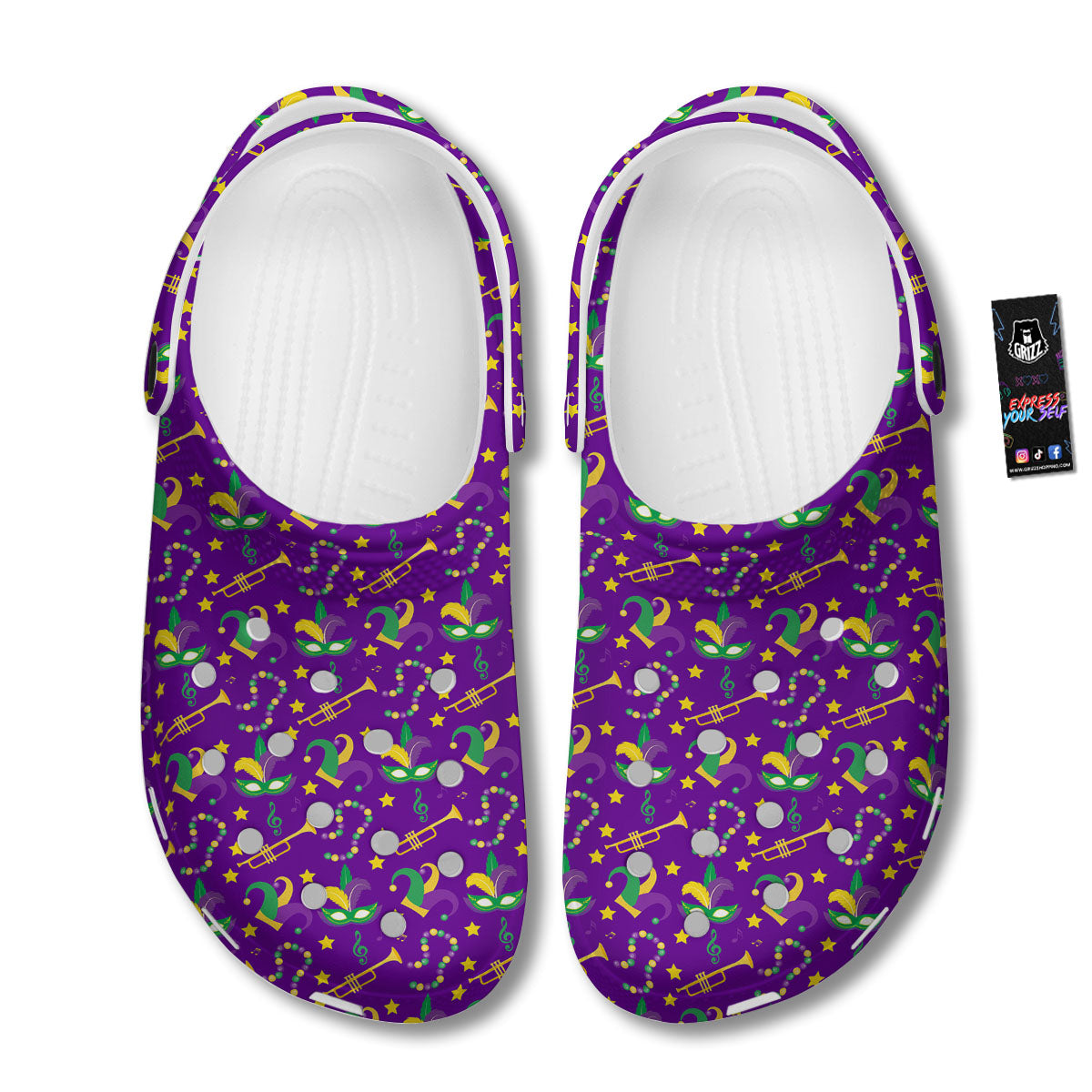 Party Mardi Gras Print Pattern Clog-grizzshop