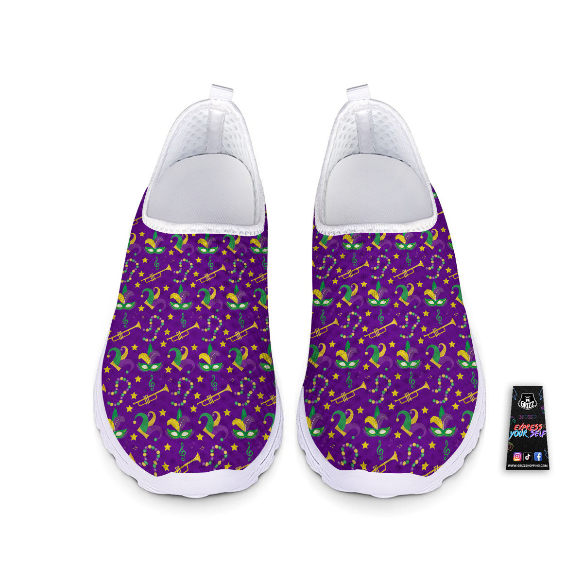 Party Mardi Gras Print Pattern Nurse Shoes-grizzshop