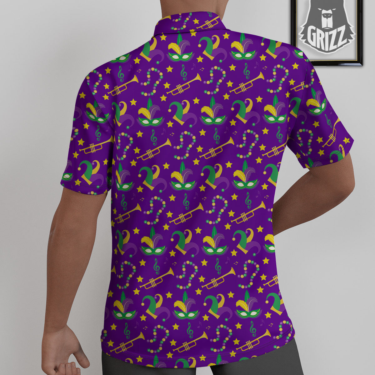 Party Mardi Gras Print Pattern Untucked Shirts-grizzshop