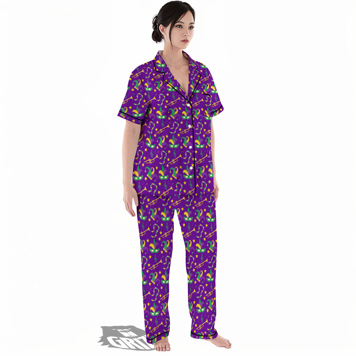 Party Mardi Gras Print Pattern Women's Pajamas Set-grizzshop
