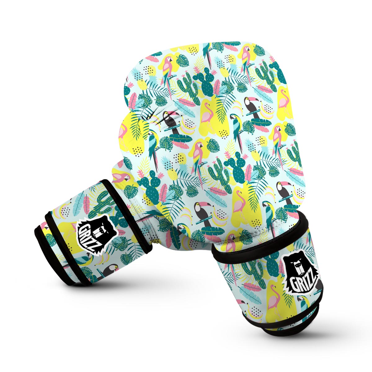 Pastal Parrot Bird Floral Pattern Print Boxing Gloves-grizzshop