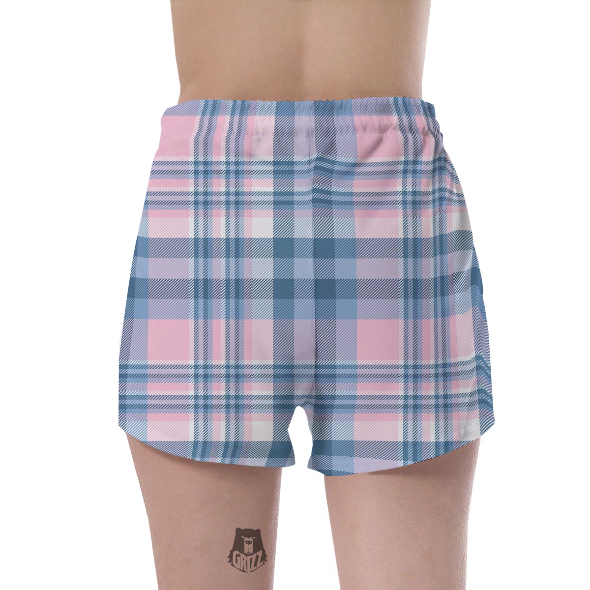 Pastel Blue And Pink Plaid Tartan Women's Shorts-grizzshop