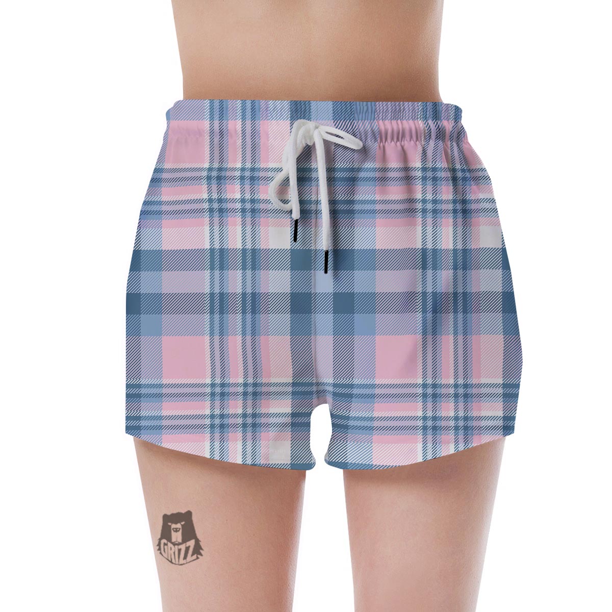Pastel Blue And Pink Plaid Tartan Women's Shorts-grizzshop