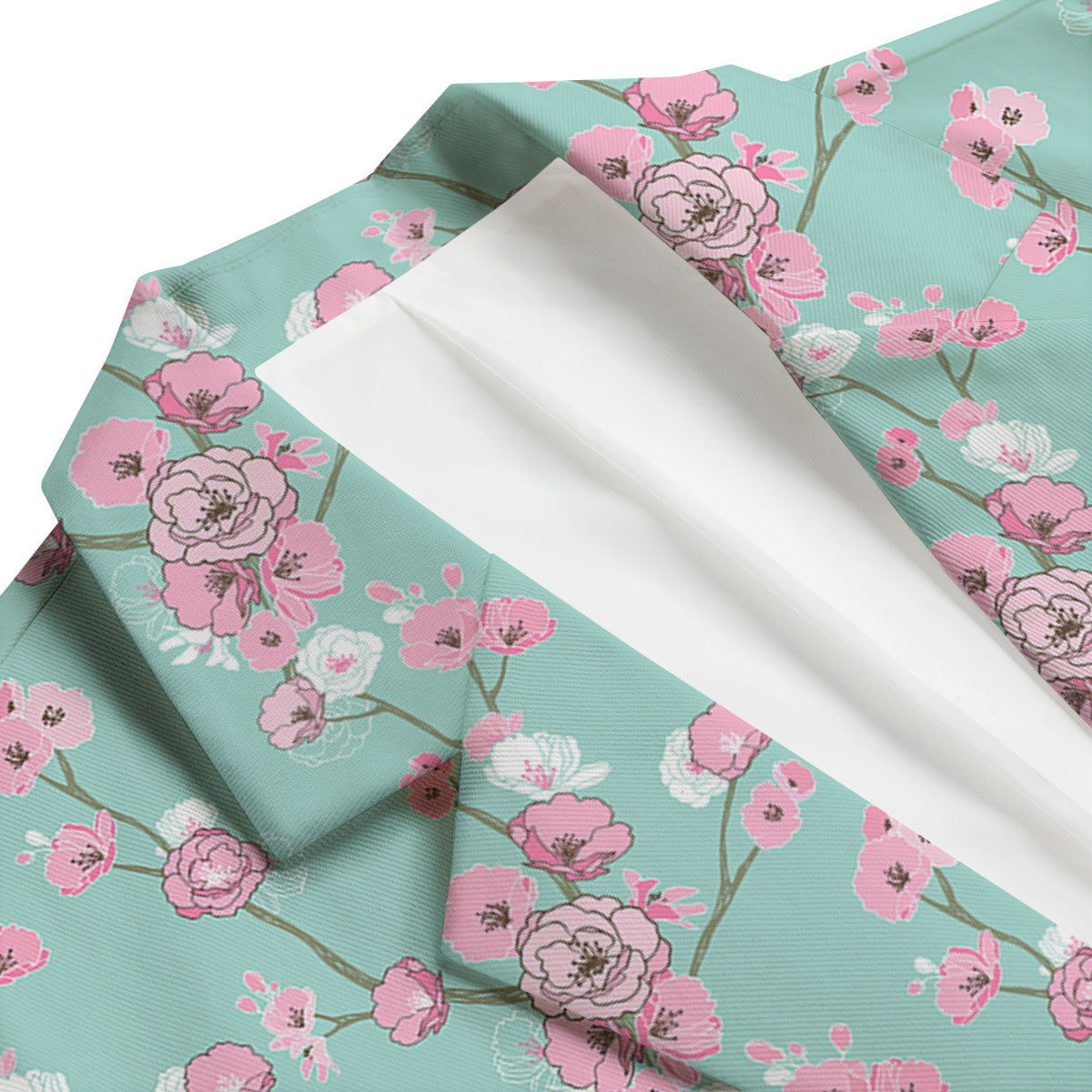 Pastel Doodle Cherry Blossom Men's Blazer-grizzshop