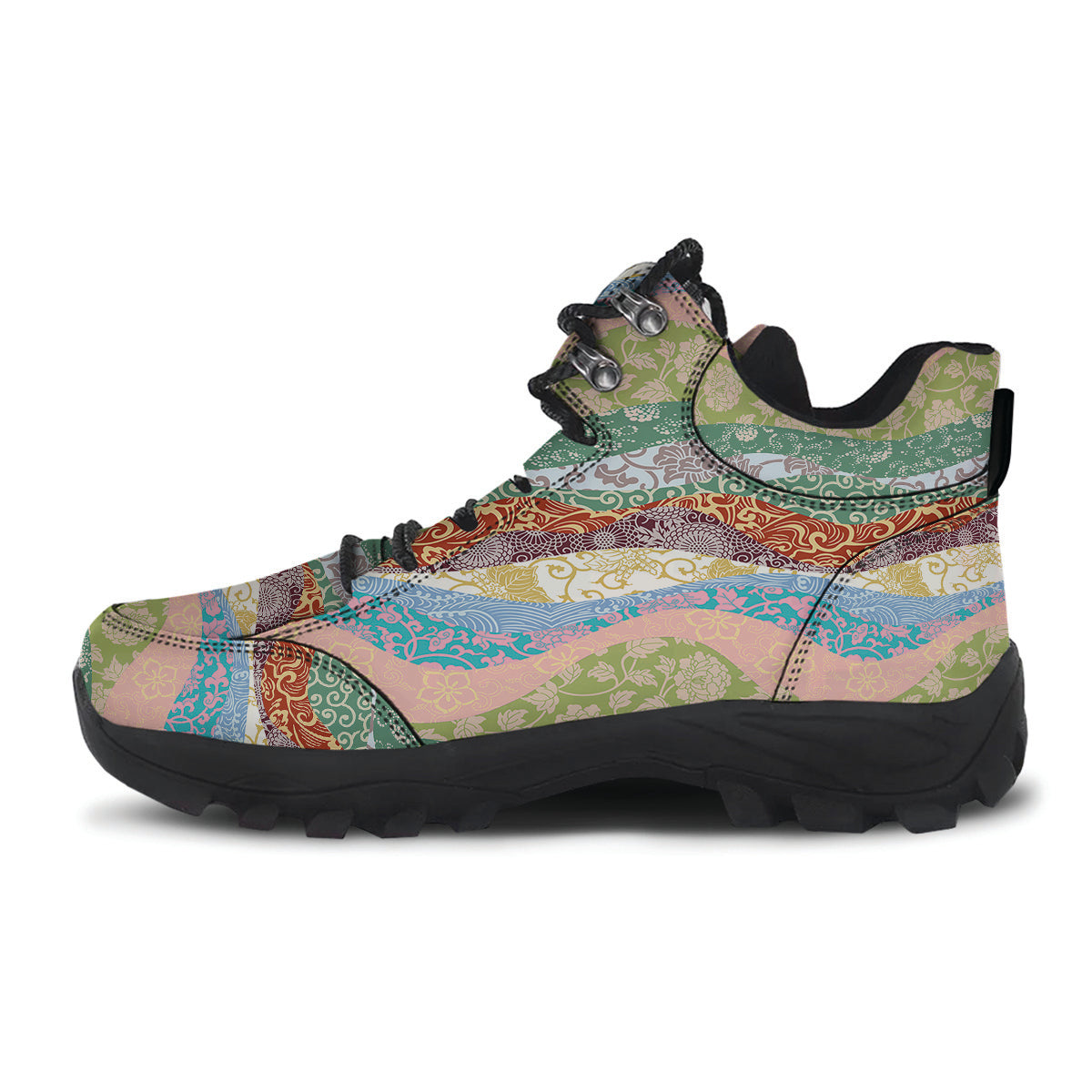 Pastel Japanese Fabric Traditional Print Pattern Hiking Shoes-grizzshop
