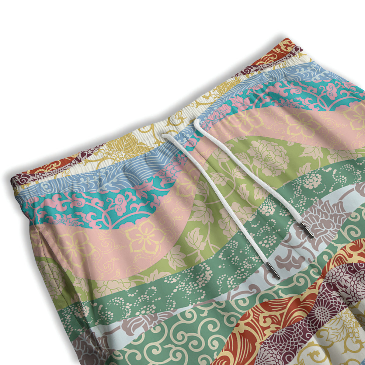 Pastel Japanese Fabric Traditional Print Pattern Men's Athletic Shorts