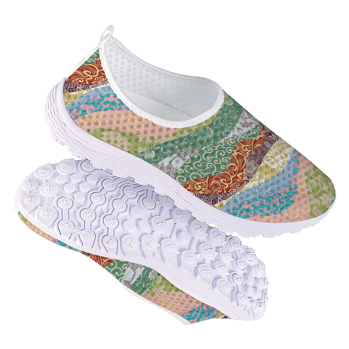 Pastel Japanese Fabric Traditional Print Pattern Nurse Shoes-grizzshop