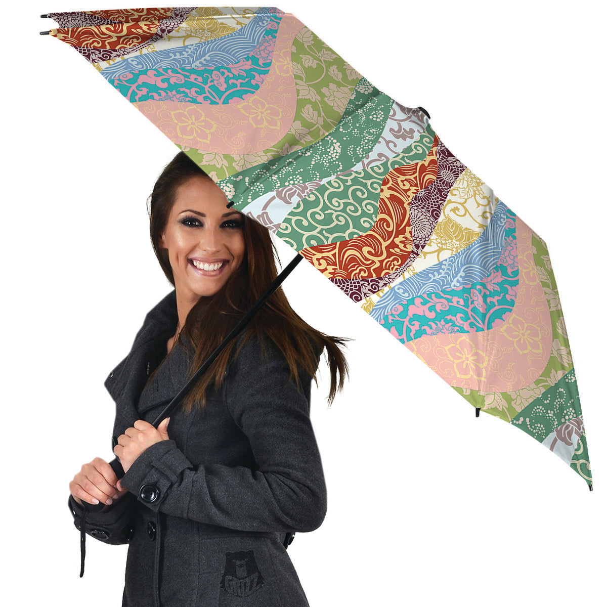 Pastel Japanese Fabric Traditional Print Pattern Umbrella-grizzshop