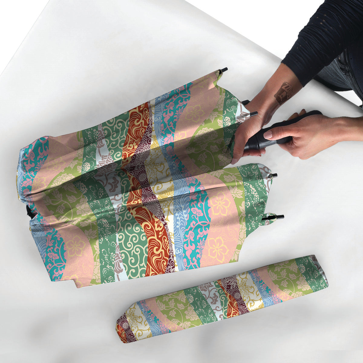 Pastel Japanese Fabric Traditional Print Pattern Umbrella-grizzshop