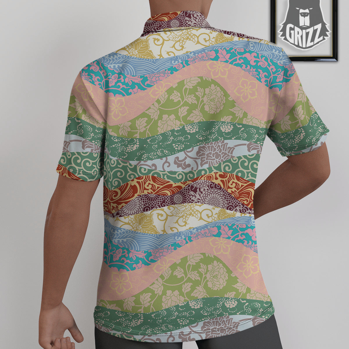 Pastel Japanese Fabric Traditional Print Pattern Untucked Shirts-grizzshop