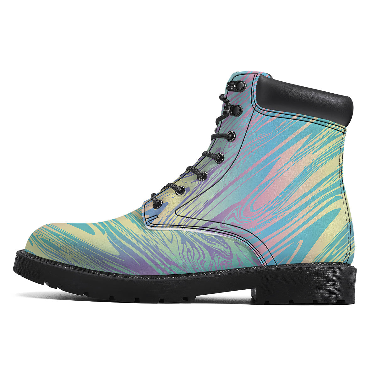 Pastel Liquid Marble Holographic Print Boots-grizzshop