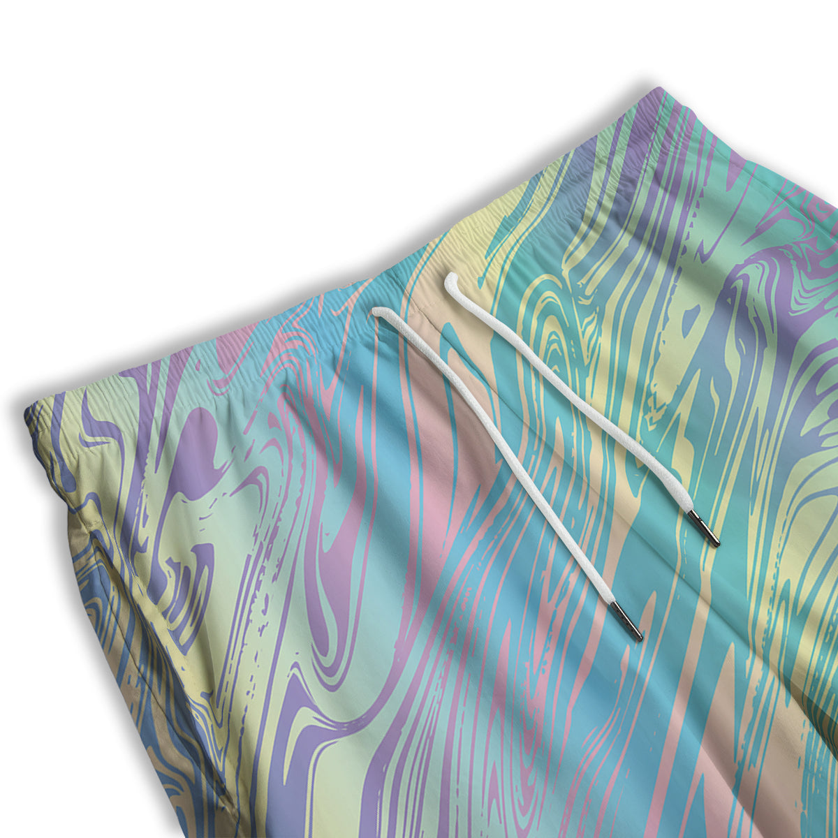 Pastel Liquid Marble Holographic Print Men's Athletic Shorts