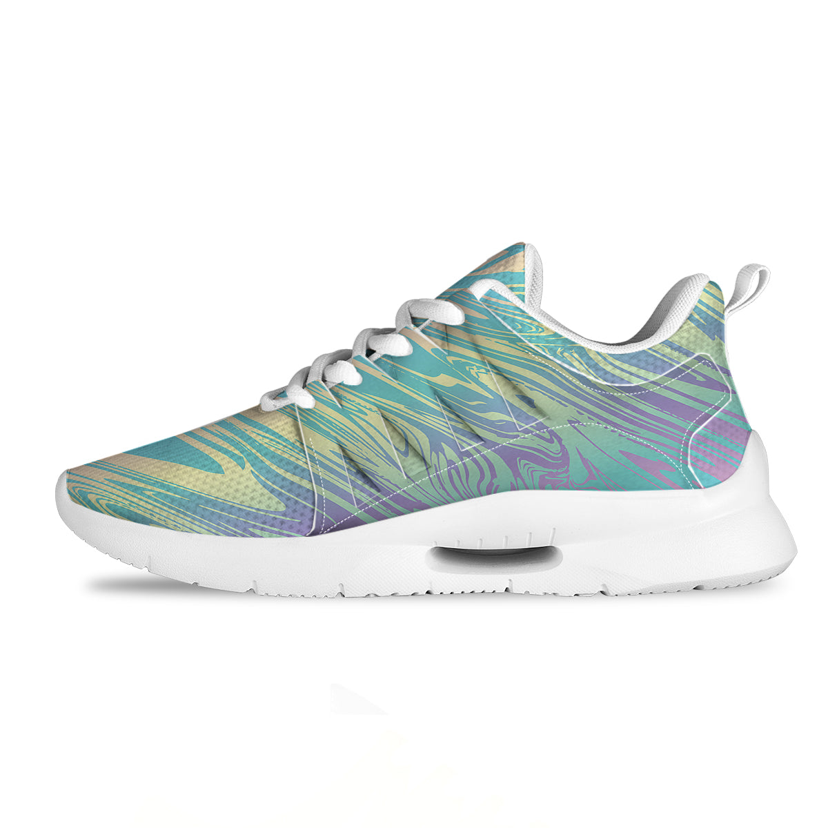 Pastel Liquid Marble Holographic Print Tennis Shoes-grizzshop