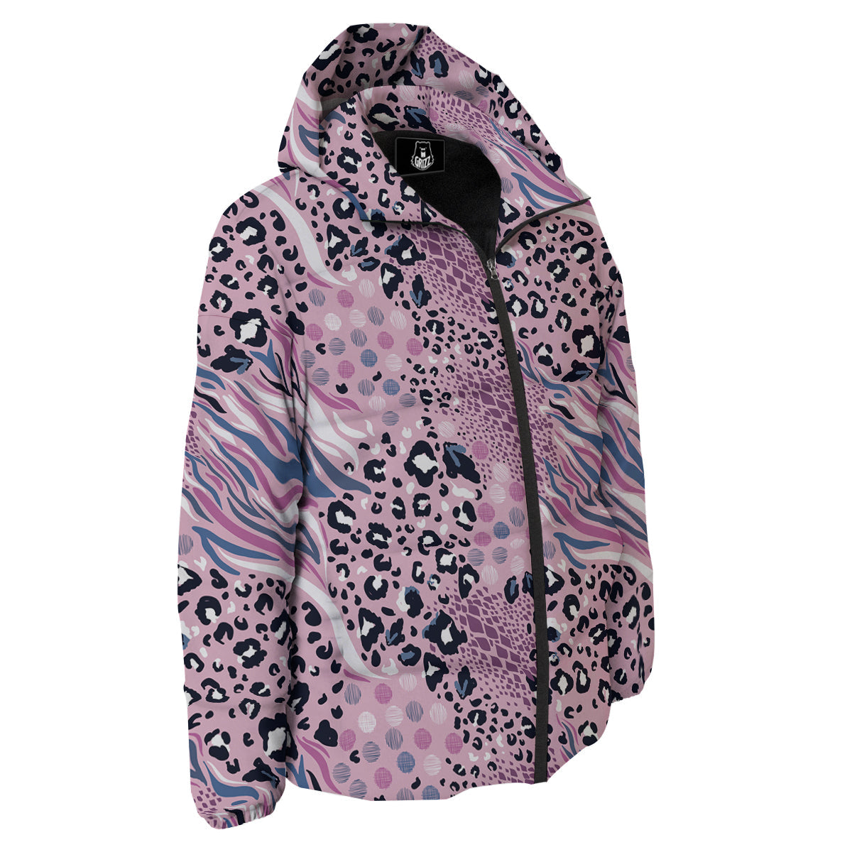 Pastel Mix Animal Skin Print Down Jacket-grizzshop