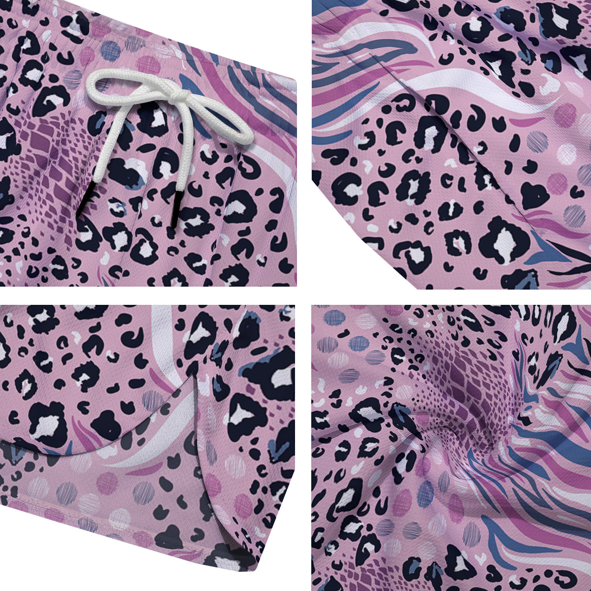 Pastel Mix Animal Skin Print Men's Running Shorts-grizzshop