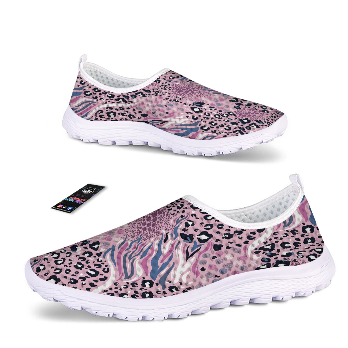Pastel Mix Animal Skin Print Nurse Shoes-grizzshop
