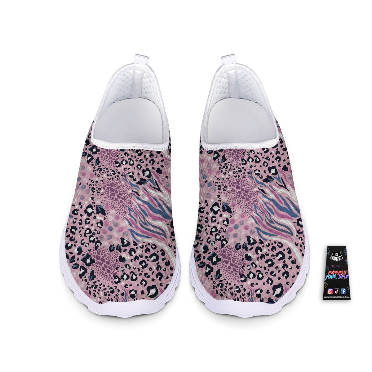 Pastel Mix Animal Skin Print Nurse Shoes-grizzshop