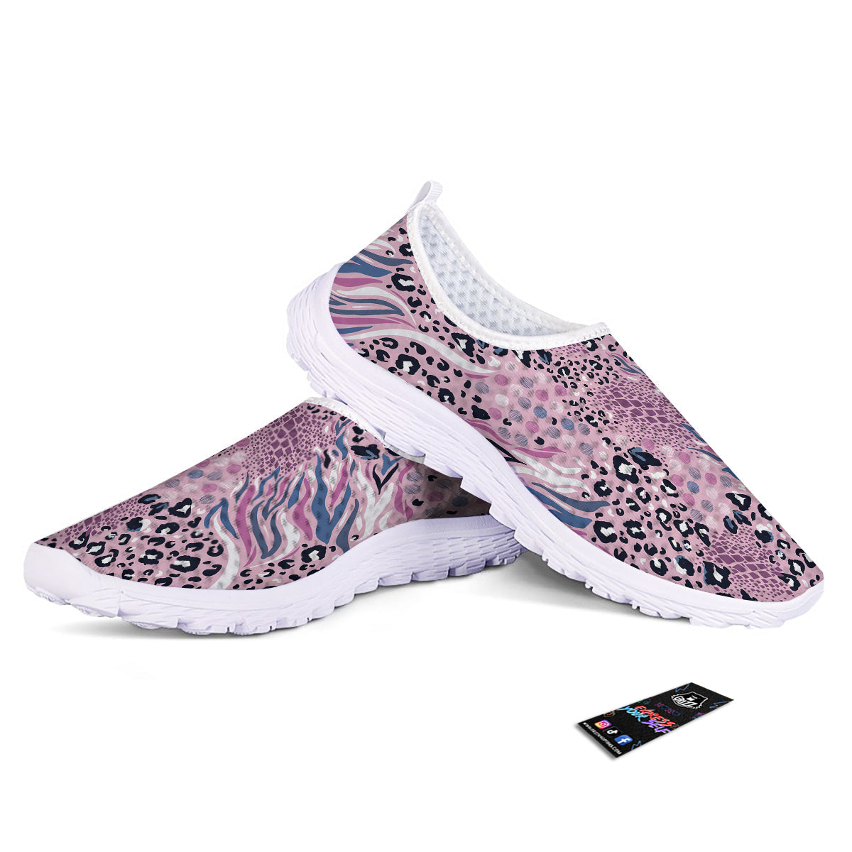 Pastel Mix Animal Skin Print Nurse Shoes-grizzshop