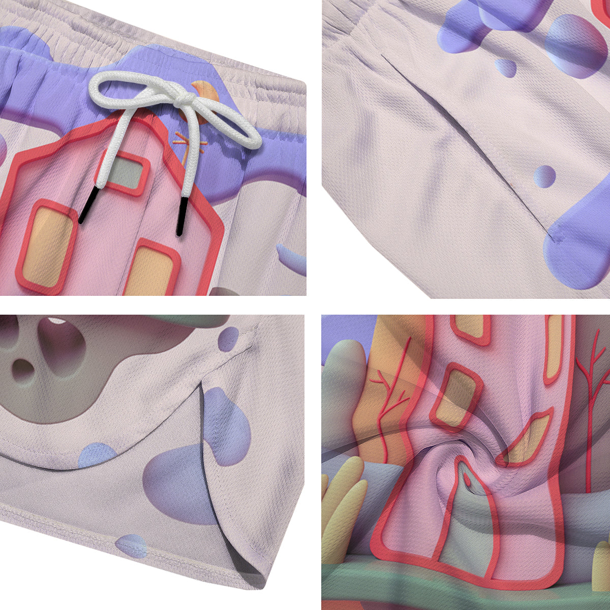 Pastel Modern House Print Men's Running Shorts-grizzshop