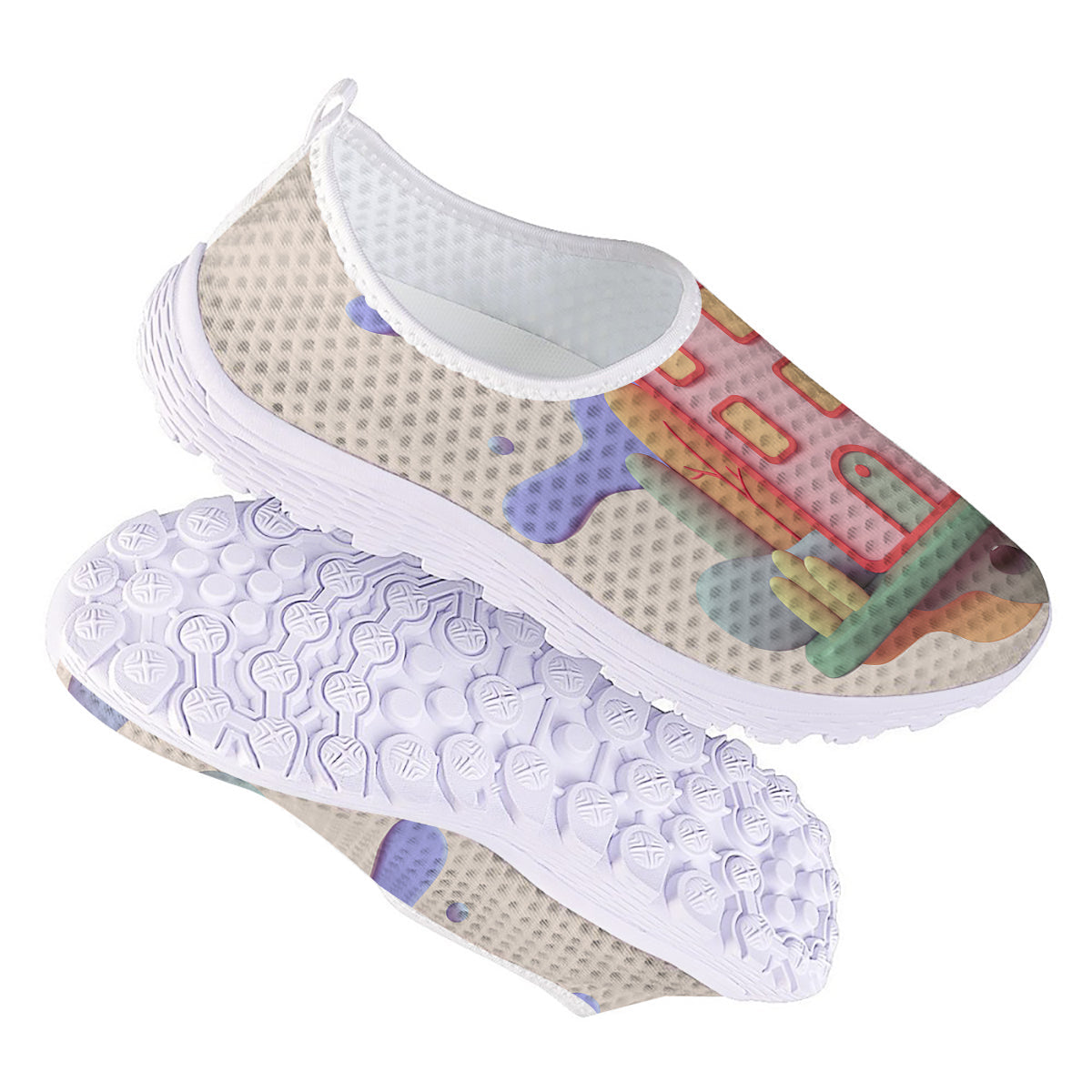 Pastel Modern House Print Nurse Shoes-grizzshop