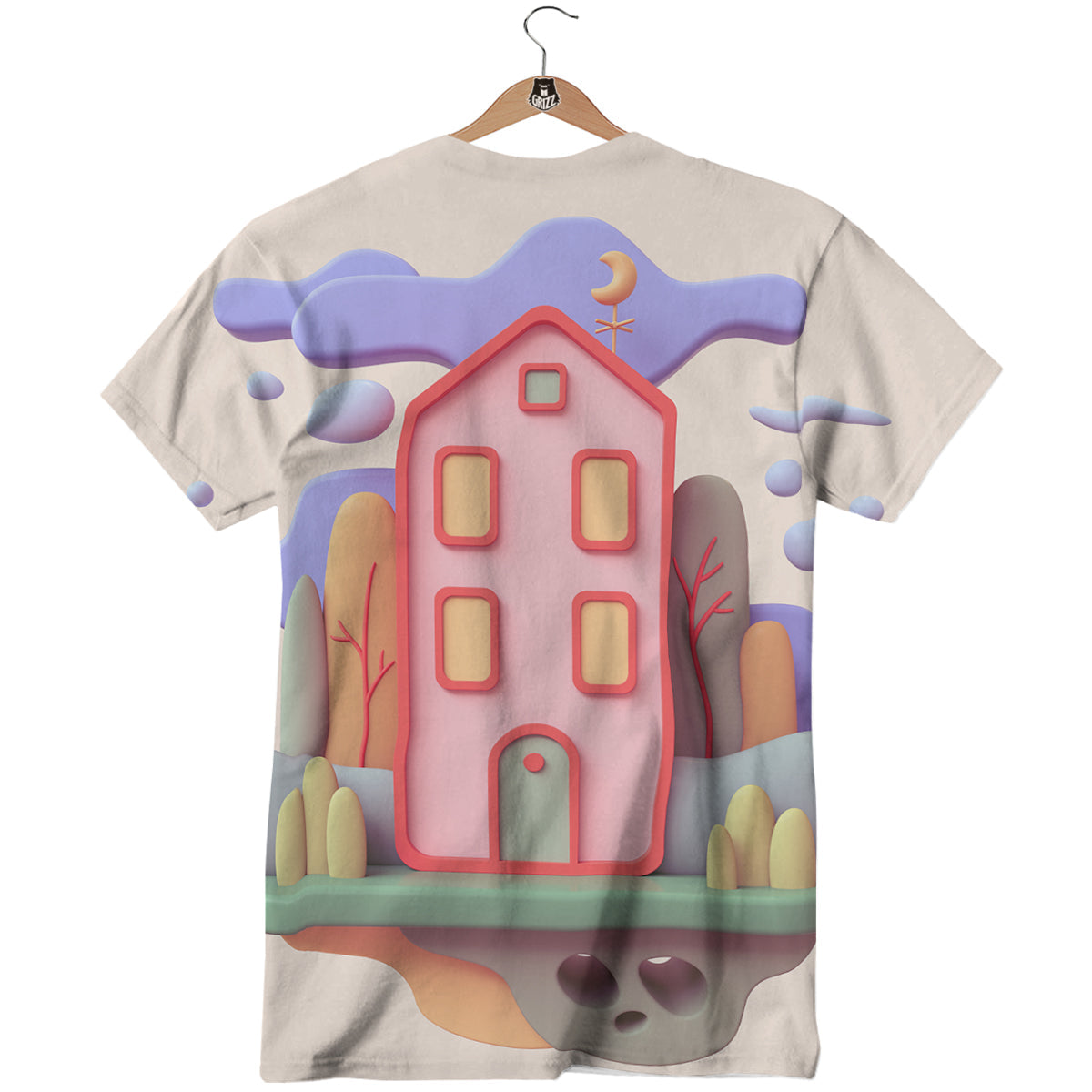 Pastel Modern House Print T-Shirt-grizzshop