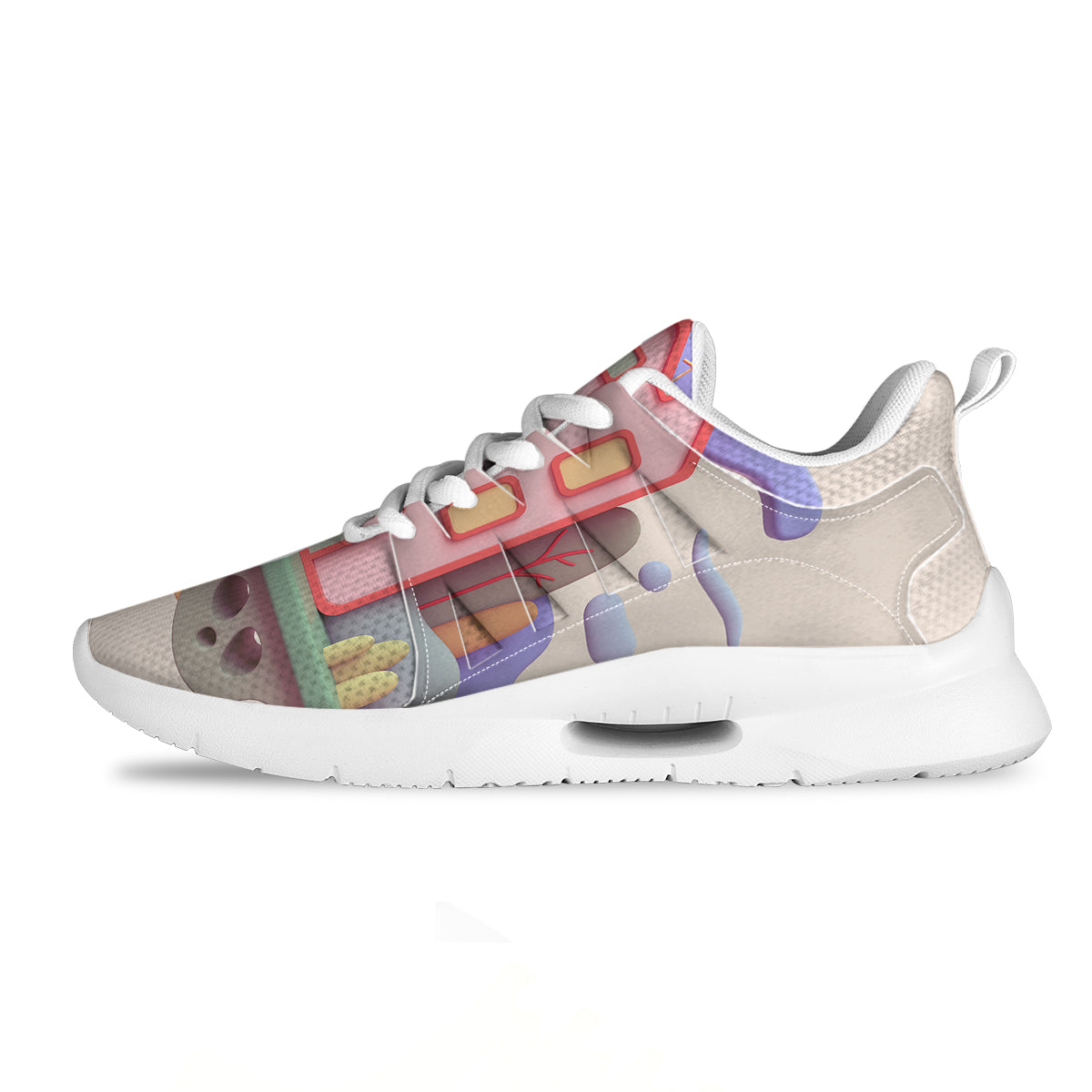 Pastel Modern House Print Tennis Shoes-grizzshop