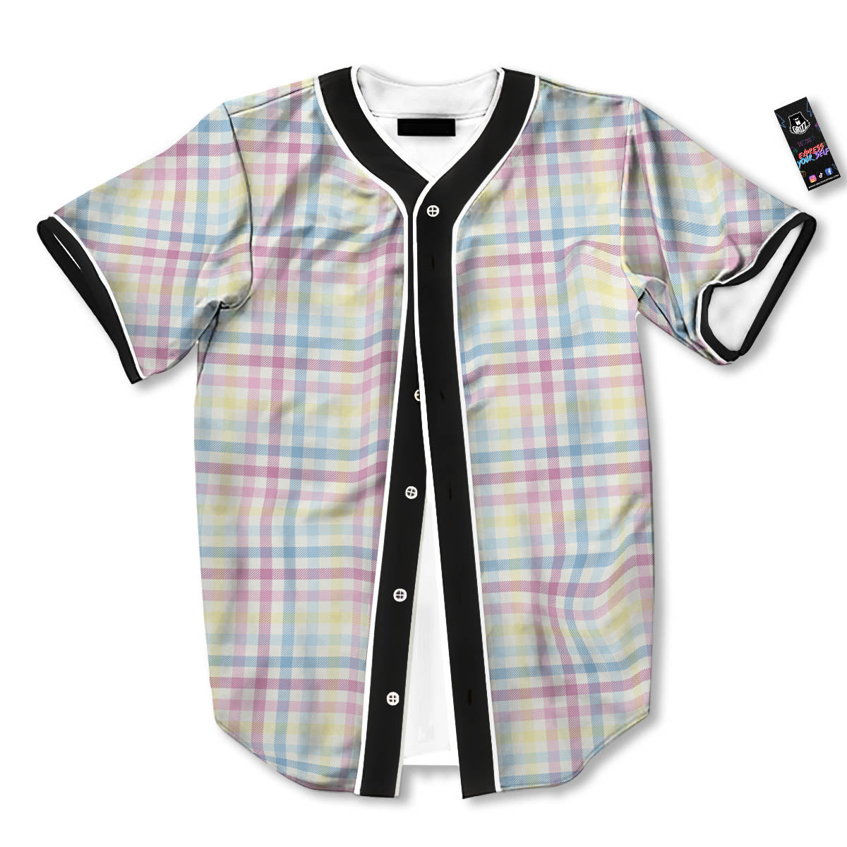 Pastel Plaid Cotton Candy Print Pattern Baseball Jersey-grizzshop