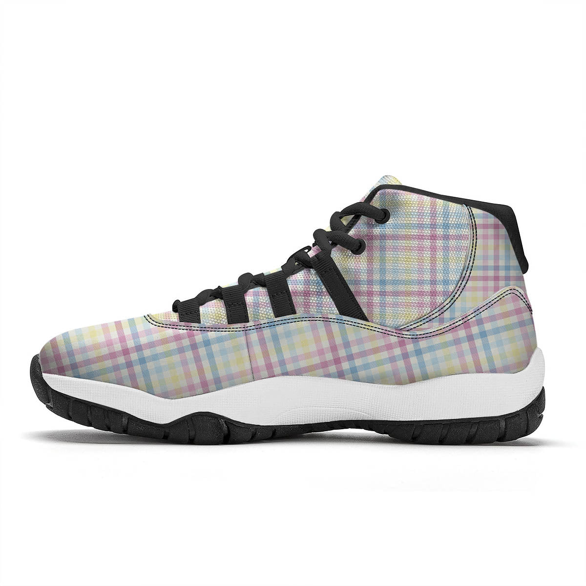 Pastel Plaid Cotton Candy Print Pattern Black Bball Shoes-grizzshop