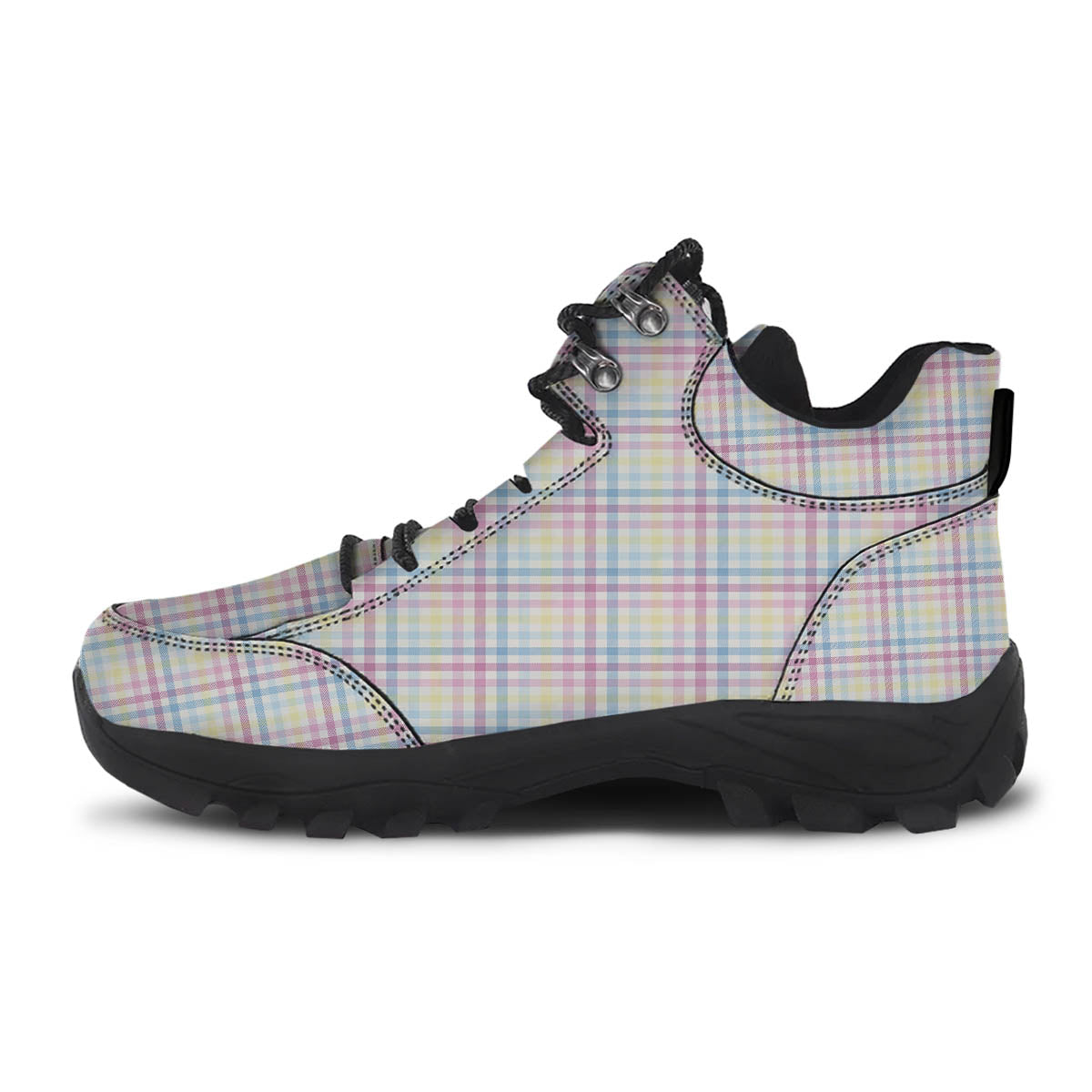 Pastel Plaid Cotton Candy Print Pattern Hiking Shoes-grizzshop