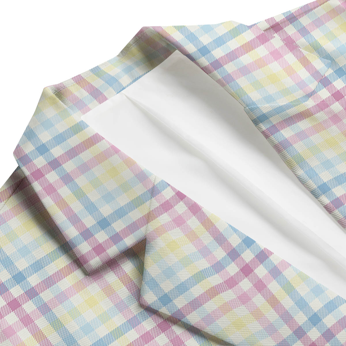 Pastel Plaid Cotton Candy Print Pattern Men's Blazer-grizzshop
