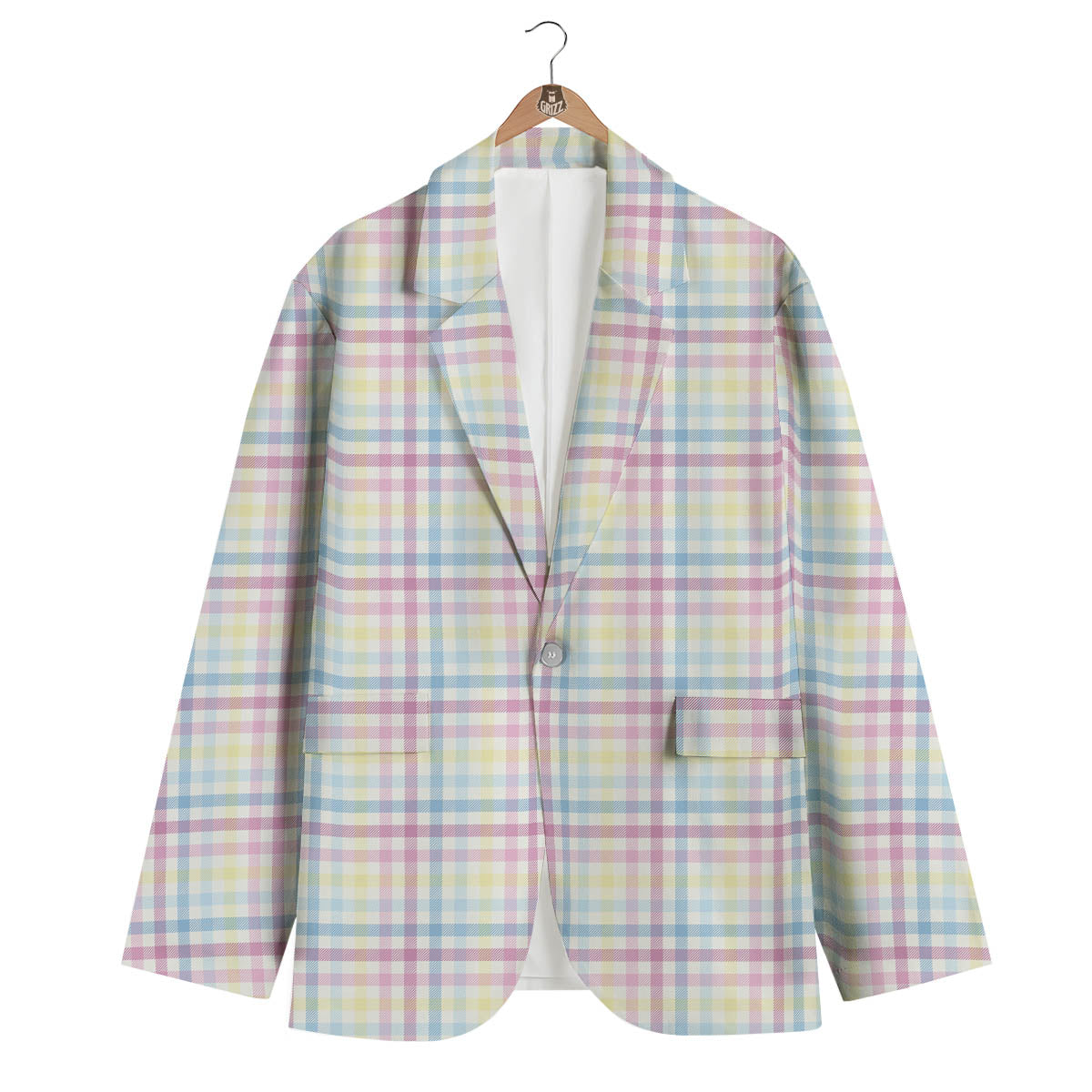 Pastel Plaid Cotton Candy Print Pattern Men's Blazer-grizzshop