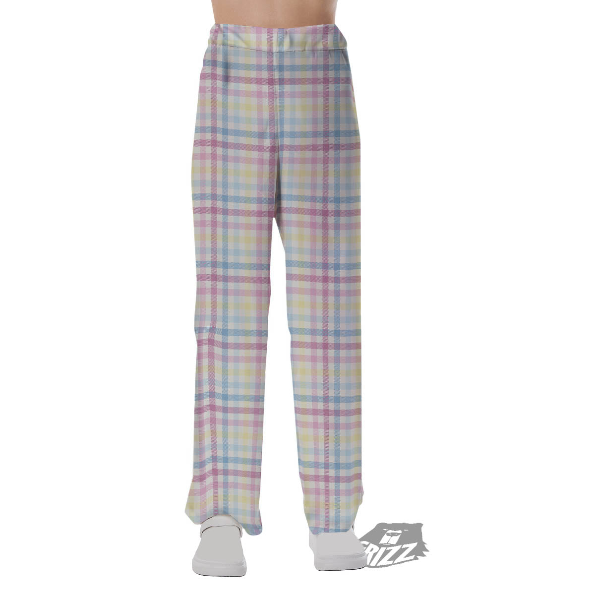 Pastel Plaid Cotton Candy Print Pattern Pajama Pants-grizzshop