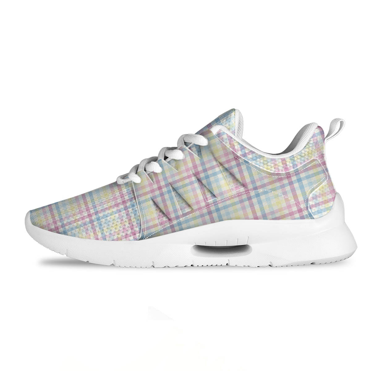 Pastel Plaid Cotton Candy Print Pattern Tennis Shoes-grizzshop