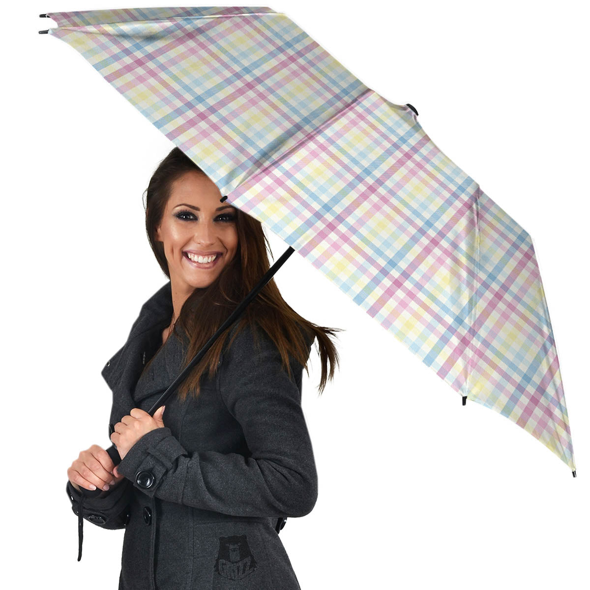 Pastel Plaid Cotton Candy Print Pattern Umbrella-grizzshop
