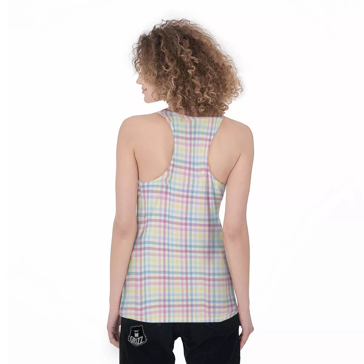 Pastel Plaid Cotton Candy Print Pattern Women's Racerback Tank Top-grizzshop