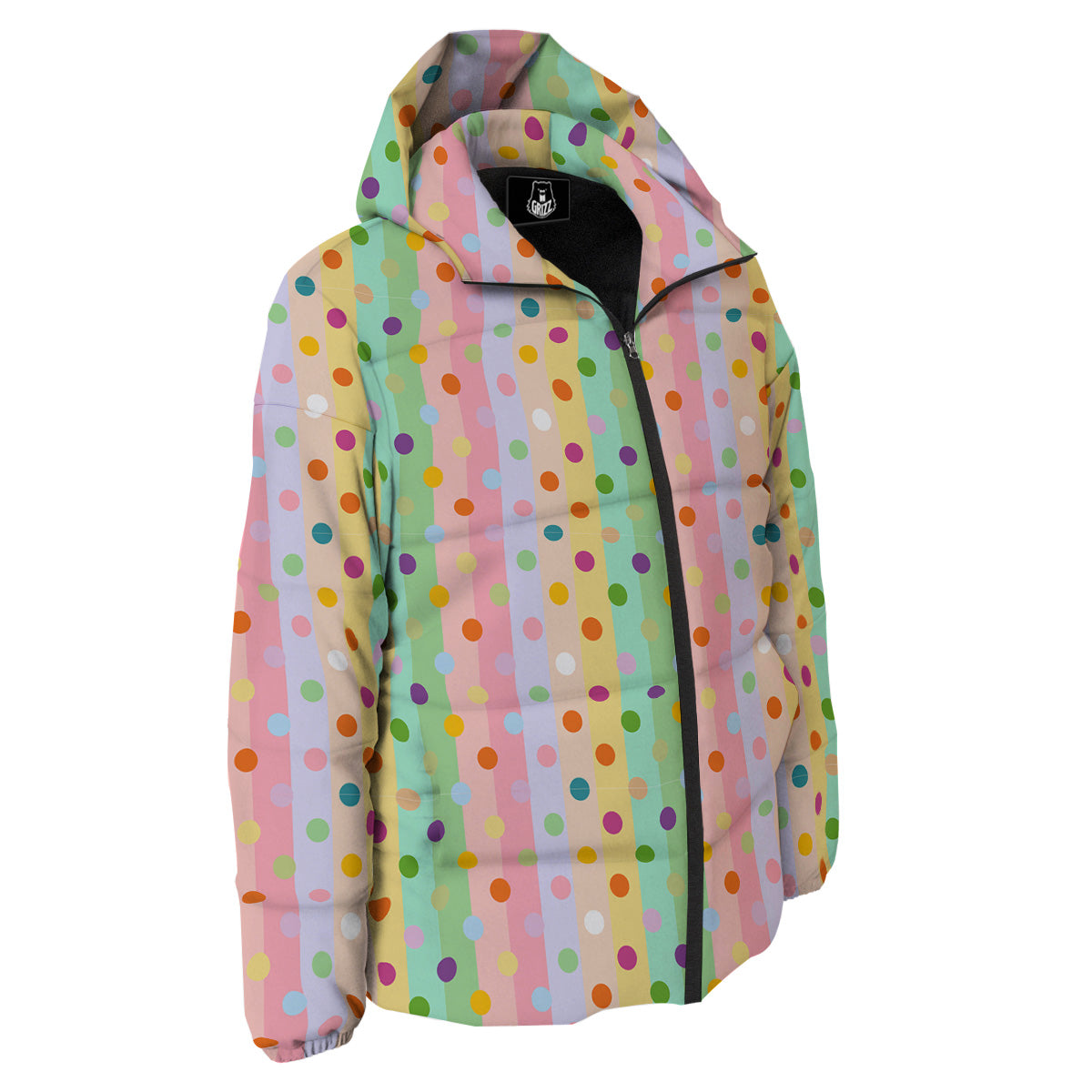 Pastel Polka Dots Print Pattern Down Jacket-grizzshop