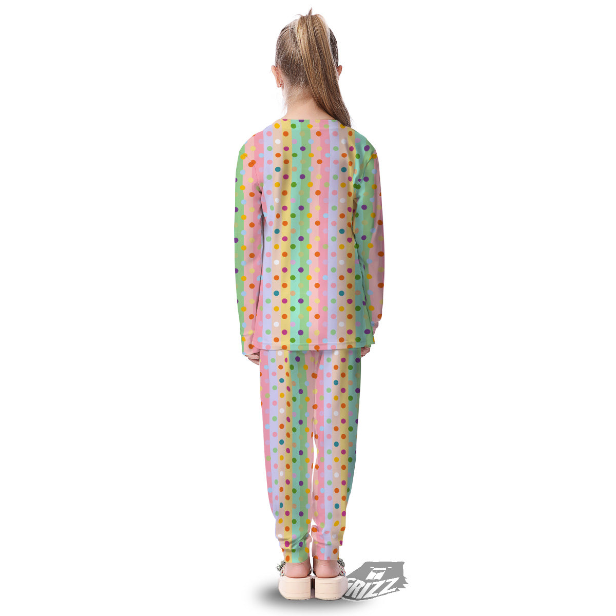 Pastel Polka Dots Print Pattern Kid's Pajamas-grizzshop